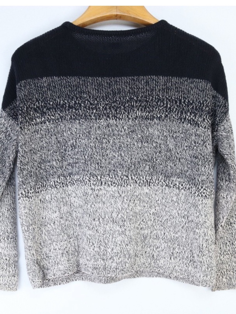 Vince Women’s Ombré Boxy Oversized Black White Gray Marled Crewneck Sweater SM